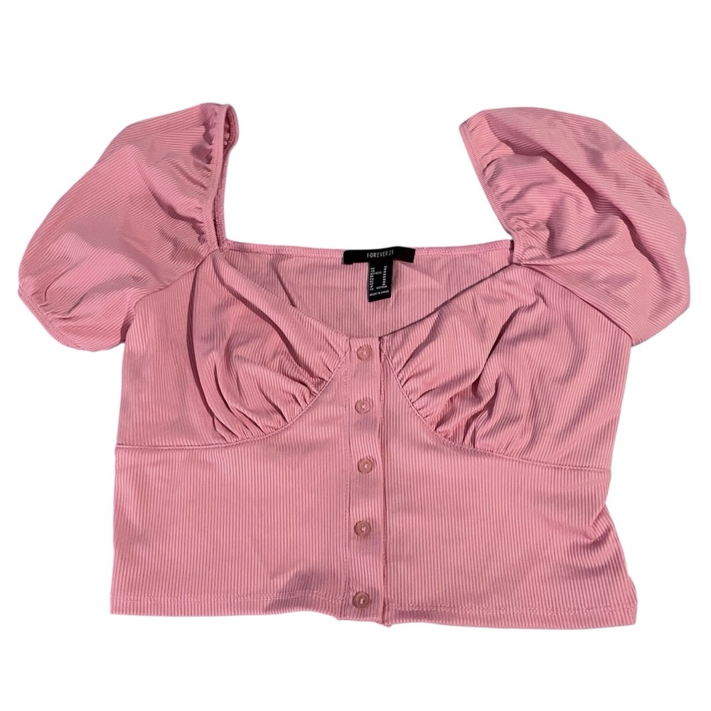 Forever 21 Pink Button Up Crop Top